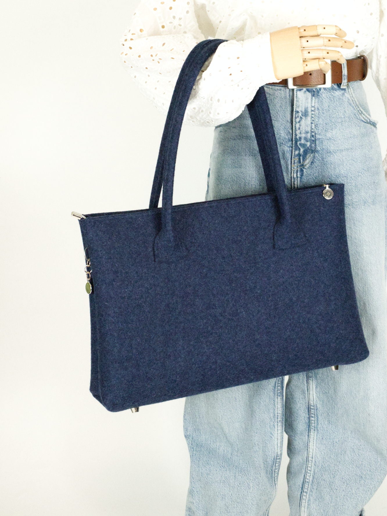 FINE FELT *F* die Business Shoulder-Bag, dunkelblau-meliert