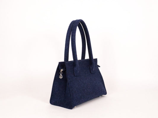 FINE FELT *L* Shoulder-Bag, dunkelblau-meliert