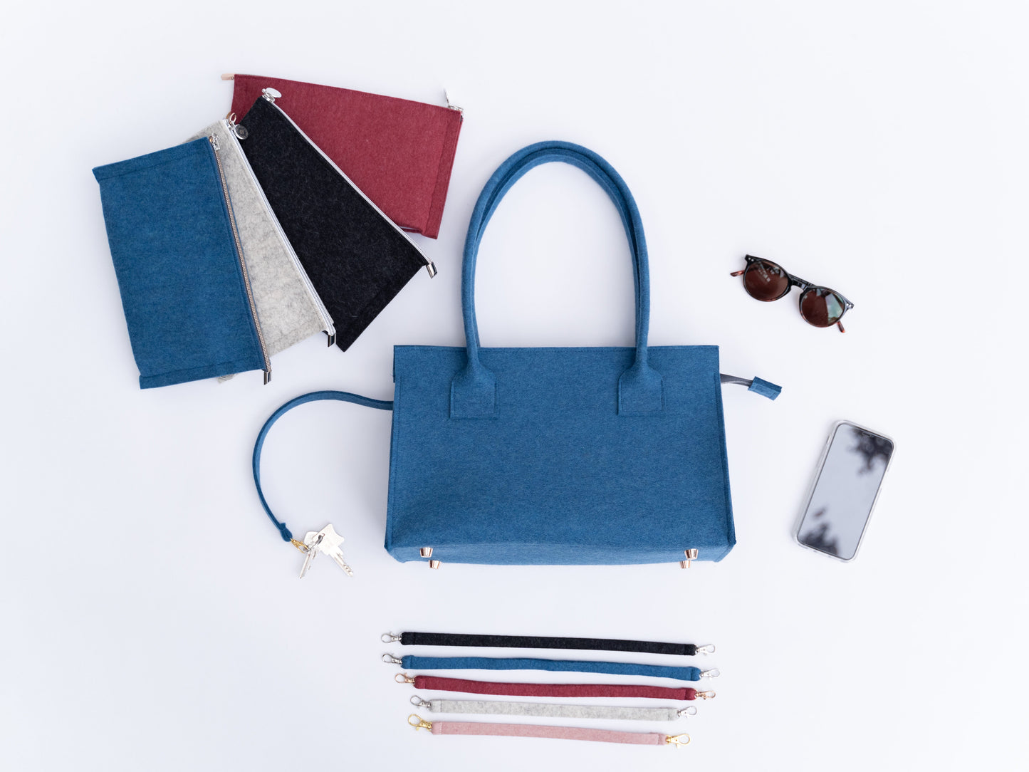 FINE FELT *L* Shoulder-Bag, jeansblau