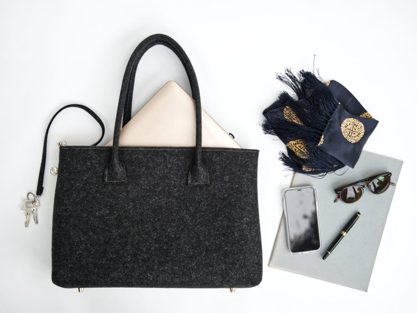 FINE FELT *F* die Business Shoulder-Bag, anthrazit-meliert