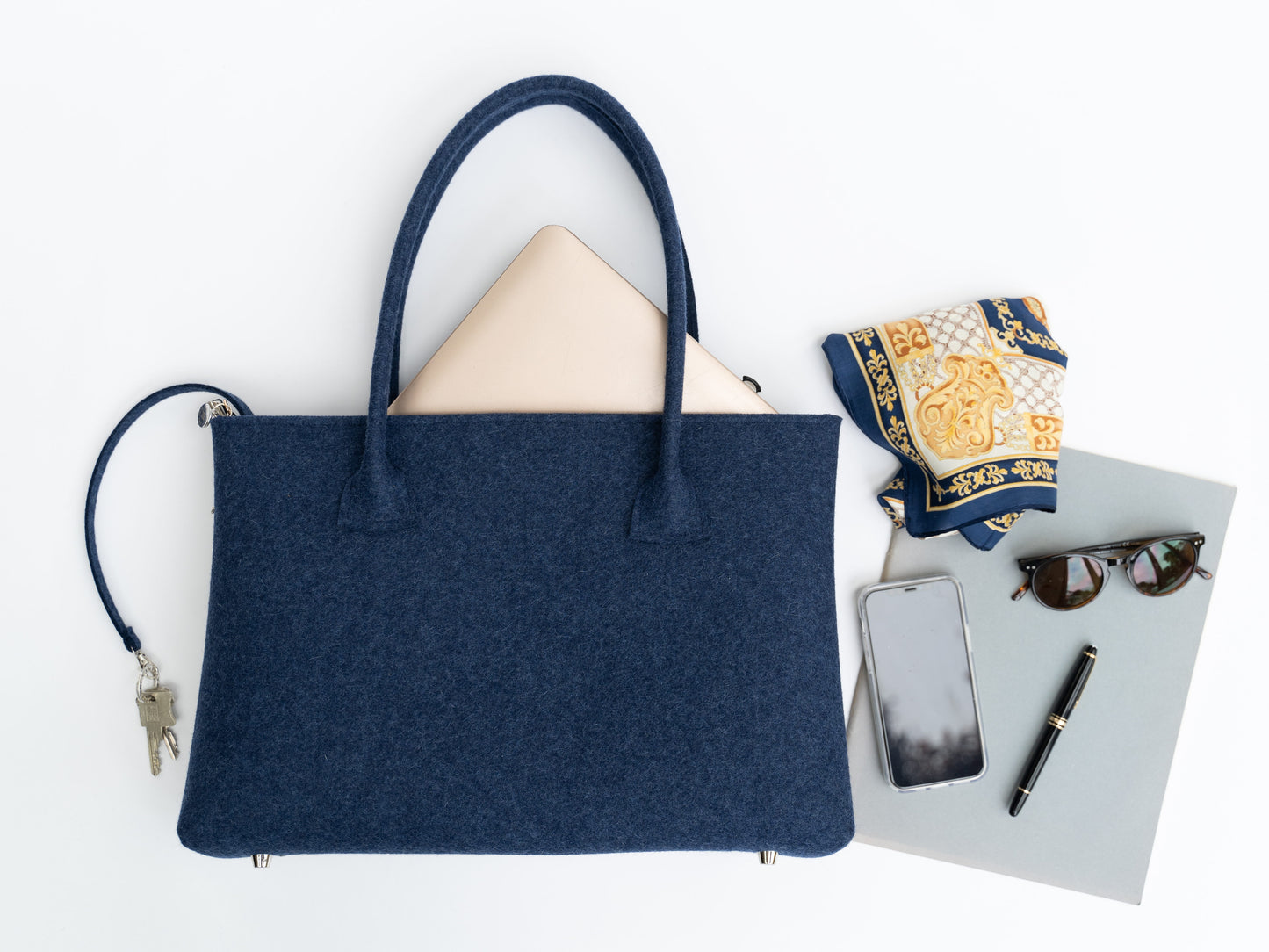 FINE FELT *F* die Business Shoulder-Bag, dunkelblau-meliert