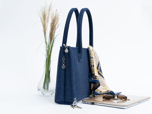 FINE FELT *F* die Business Shoulder-Bag, dunkelblau meliert