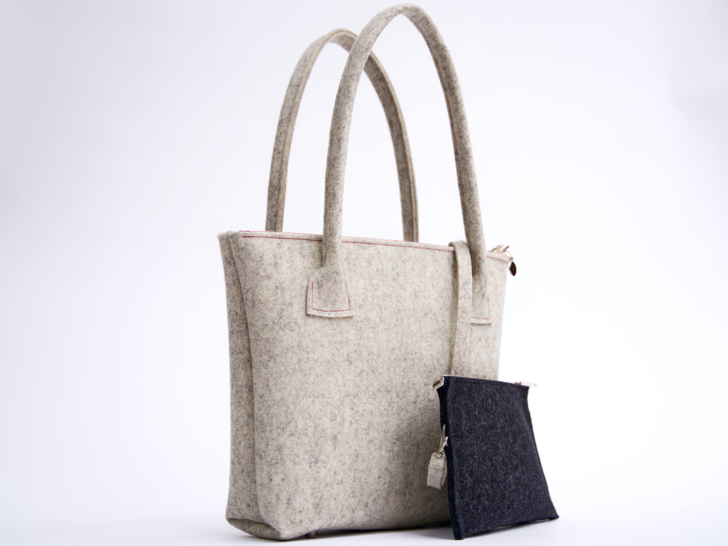 FINE FELT *G* Shoulder-Bag in Tulpenform, hellgrau-meliert