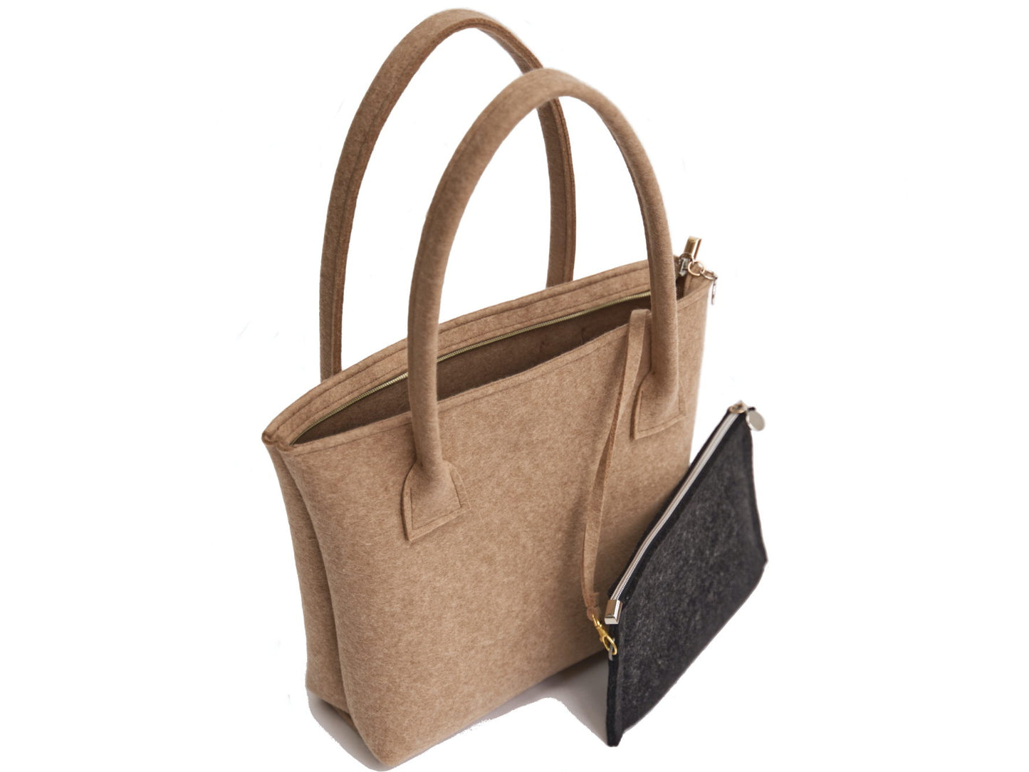 FINE FELT *G* Shoulder-Bag in Tulpenform, karamell