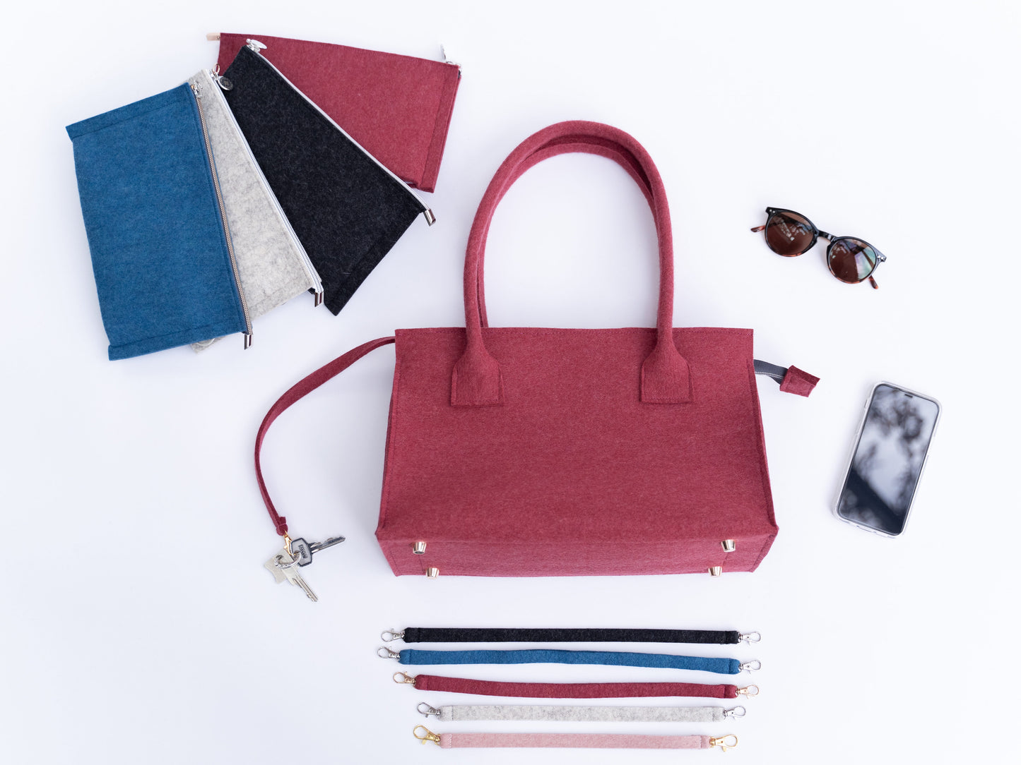 FINE FELT *L* Shoulder-Bag, weinrot